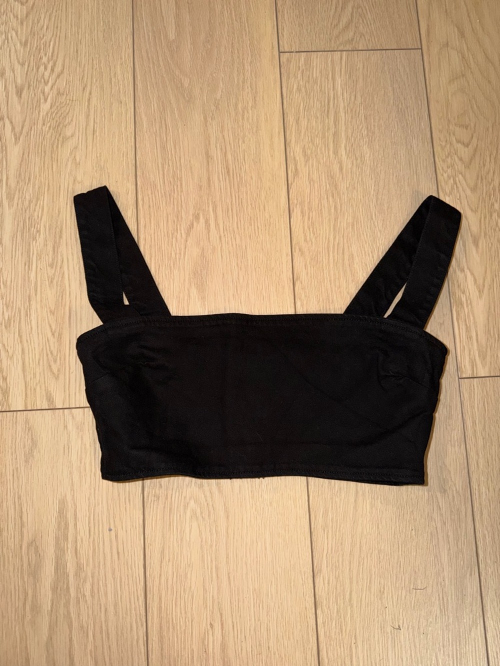 Reformation Black Square Neck Crop Top